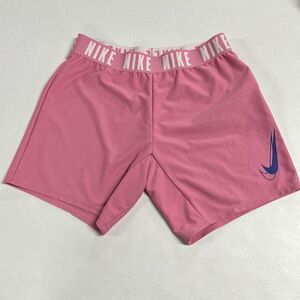 Girls Nike Dri-fit pink shorts double swoosh sz M